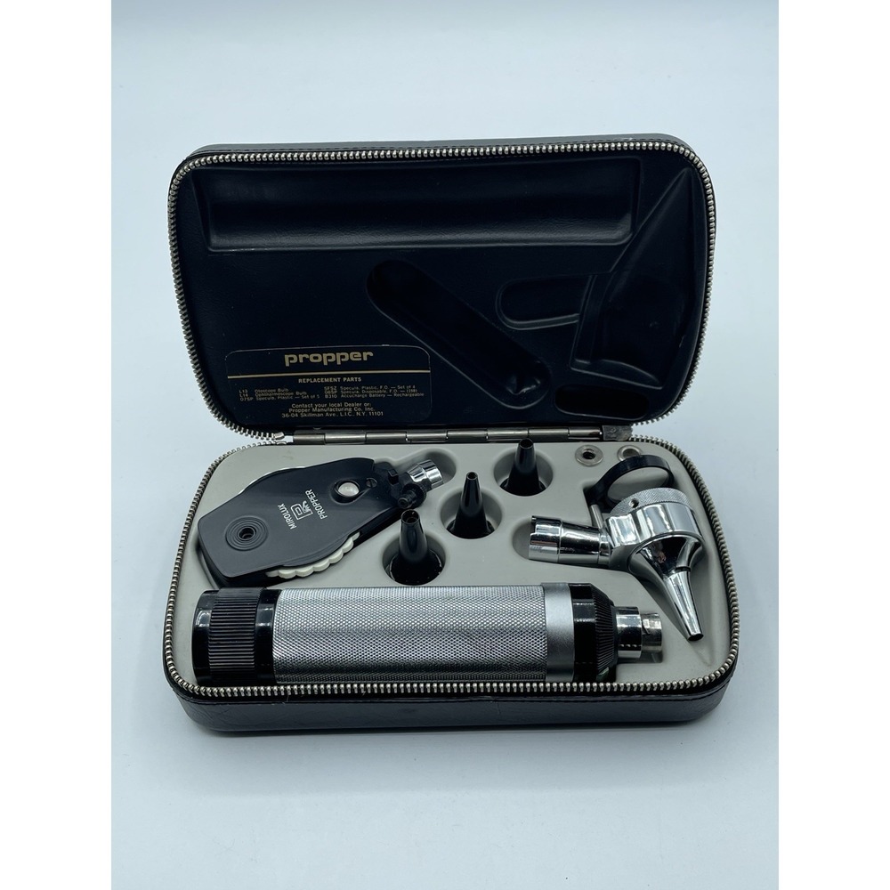 Vintage Propper Mirolux Otoscope Ophthalmoscope Magnalume Germany Original Case